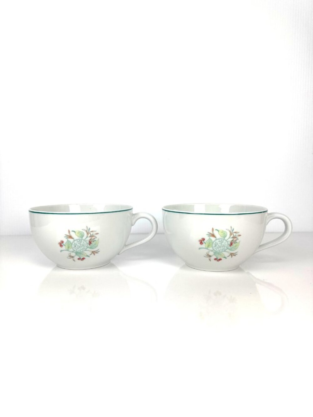LIMOGES FRANCE Porcelain Cappucino Handled Cups Pair Set of 2